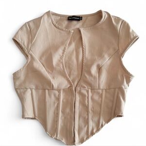 NWOT PrettyLittleThing Stone Woven Keyhole Cut Out Corset Size 6